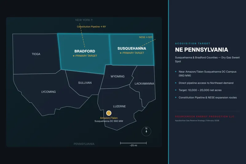 NE Pennsylvania acquisition target — Susquehanna & Bradford Counties